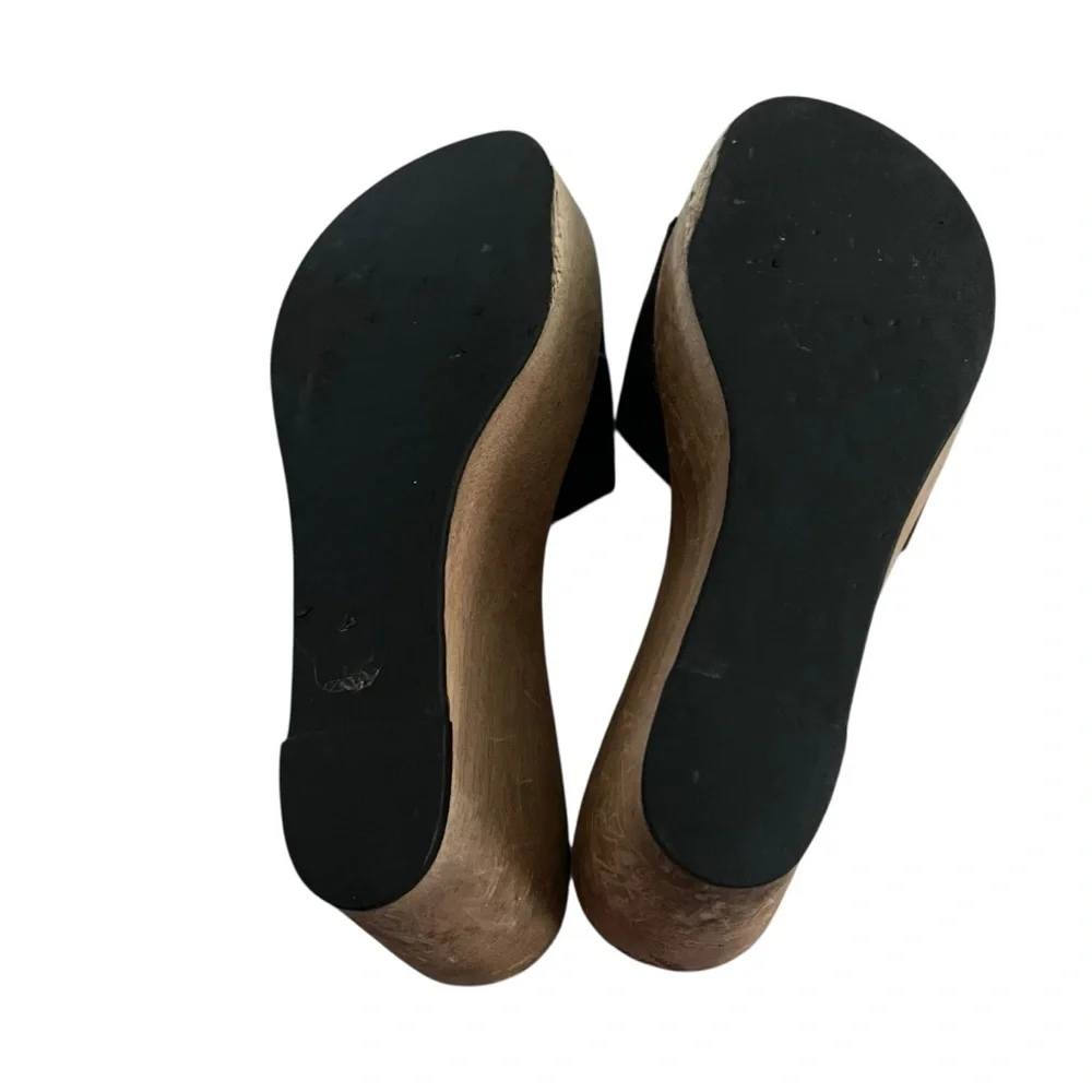 Tory Burch Black and Tan Mules with Plush Upper Women Size 6.5